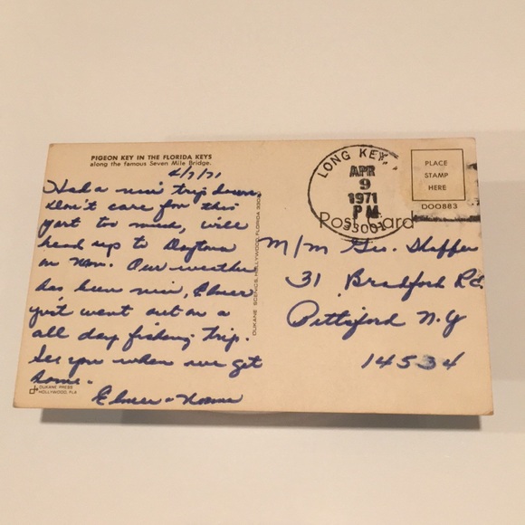 Vintage Florida Keys Postcard Postmarked 1971 - Pigeon Key - Picture 2 of 12